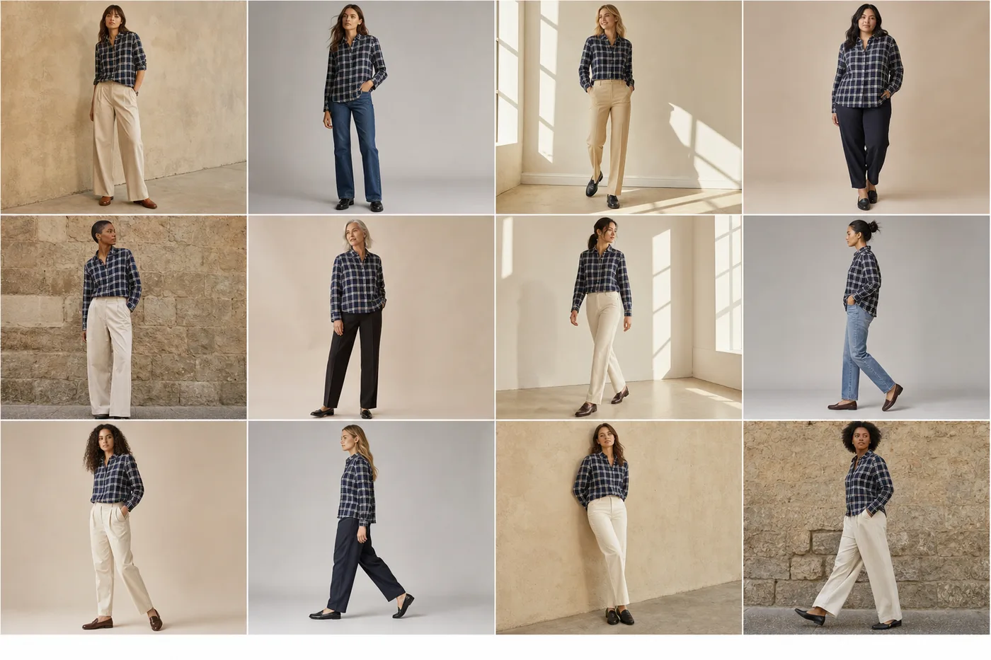 Same garment, new models and scenes, no drift